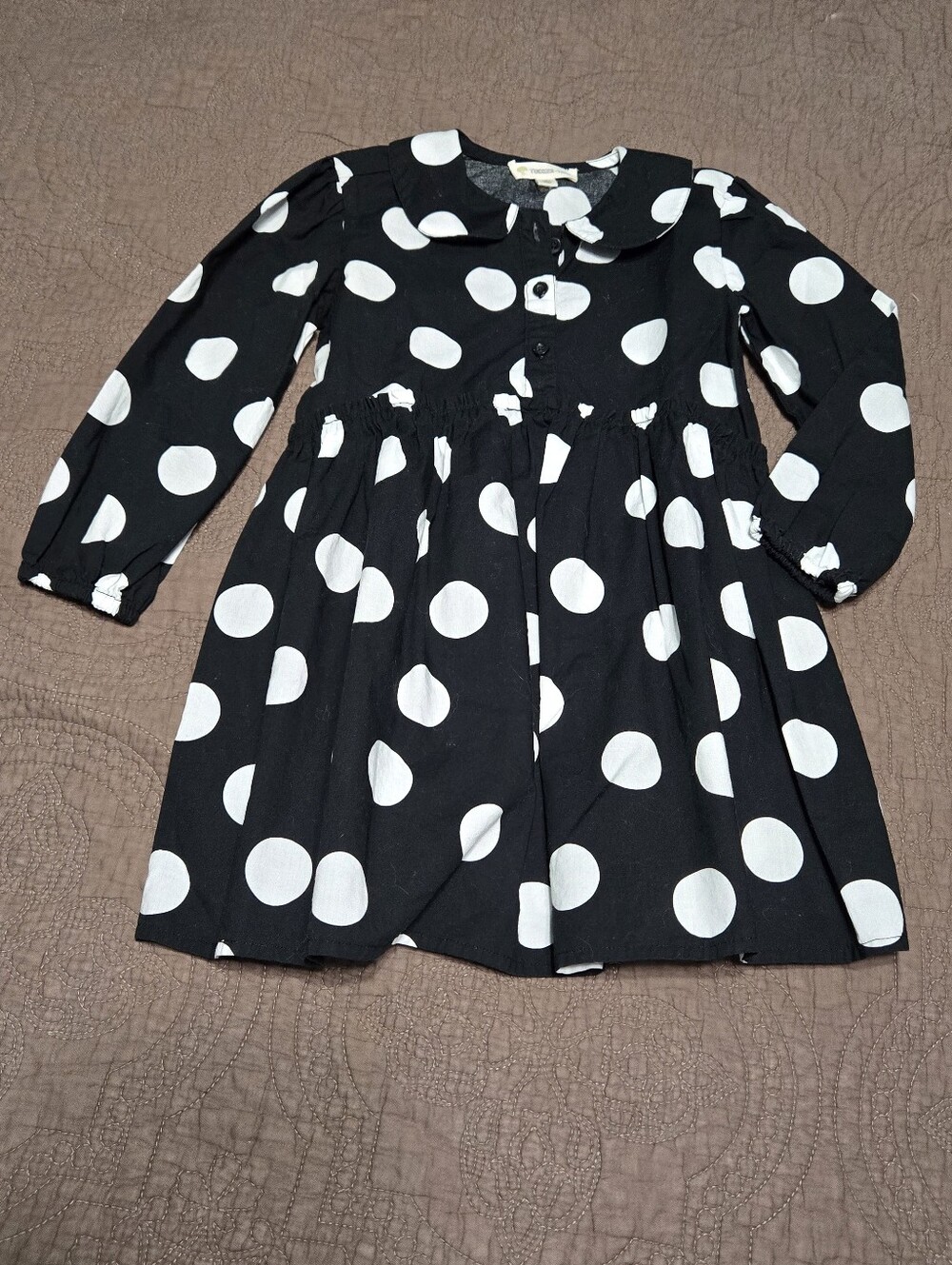 Tucker + Tate Toddler Girl Dress, black and white polkadot, kid size 3